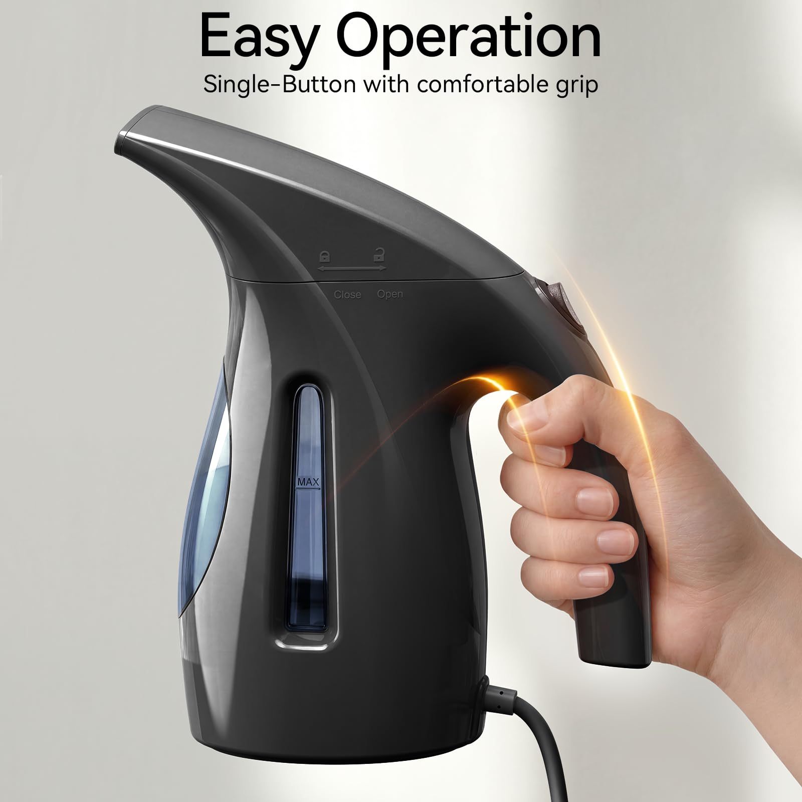 HiLIFE Steamer for Clothes, Portable Handheld Clothing Steamer, 240ml Big Capacity, 700W, Strong Power, Fabric Quick Wrinkle Remover with Brush for Home, Office(ONLY 120V)(Ink Black) view 8