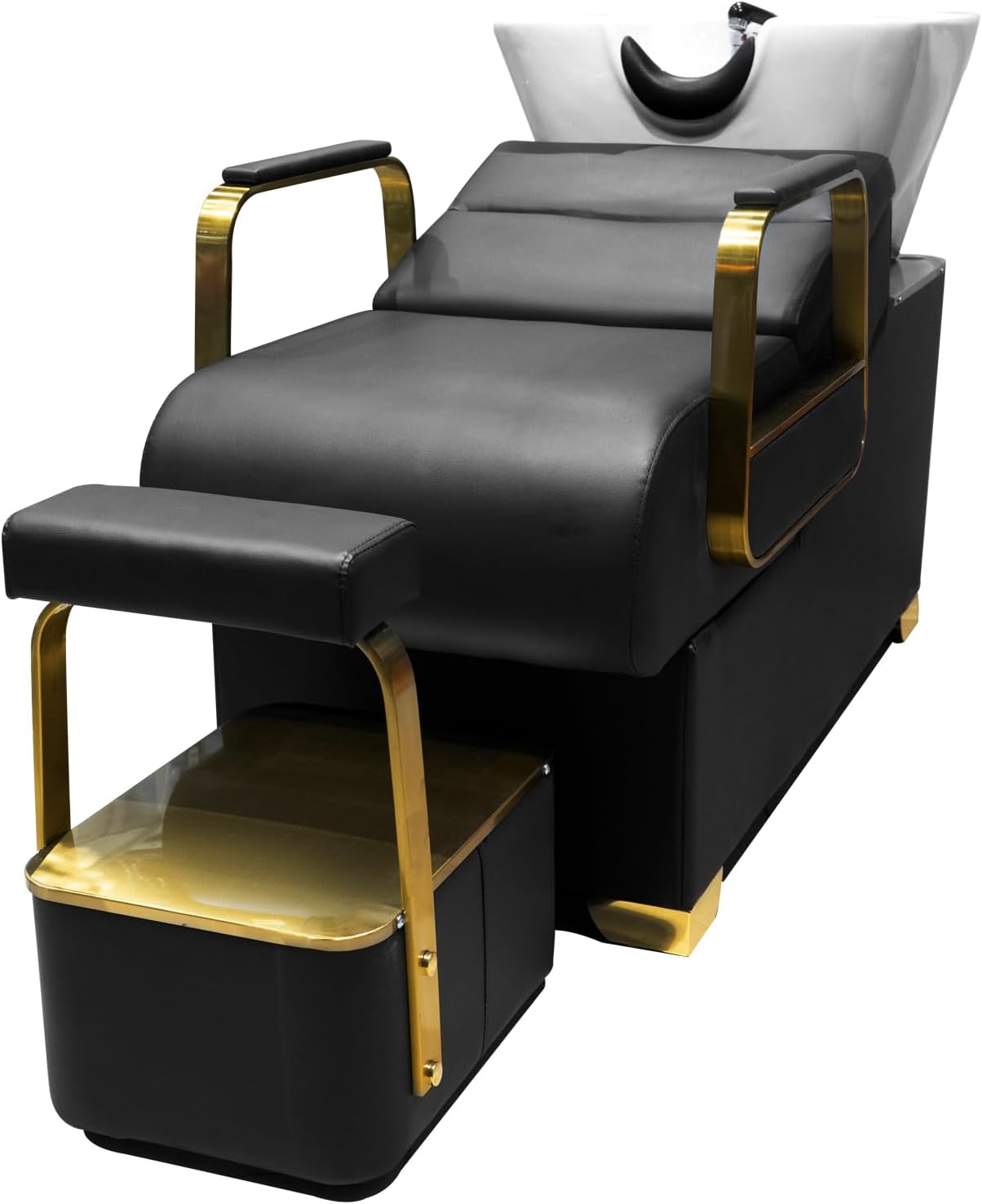 Lie Flat Hair Washing Chair Salon Shampoo Chair Backwash Head Wash Chair Ceramic Shampoo Bowl Sink Unit Station Spa Salon Equipment