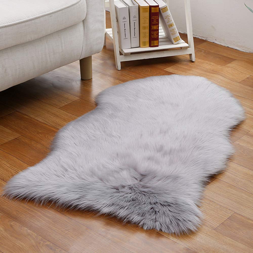 GueTTO Fluffy Faux Sheepskin Area Rug, Super Soft Fluffy Bedroom Rug Faux Sheepskin Fur Rug, Fluffy Rug, Super Soft Fur Carpet Floor Mat for Home Living Room Sofa Floor Bedroom,I,40x60cm