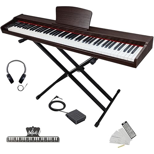 Longeye Piano Keyboard 88 Keys Wooden Electric Piano Semi Weighted Digital Piano for Beginner & Professional with Piano Stand, Music Stand, Headphones, MOLD2 Deep Brown