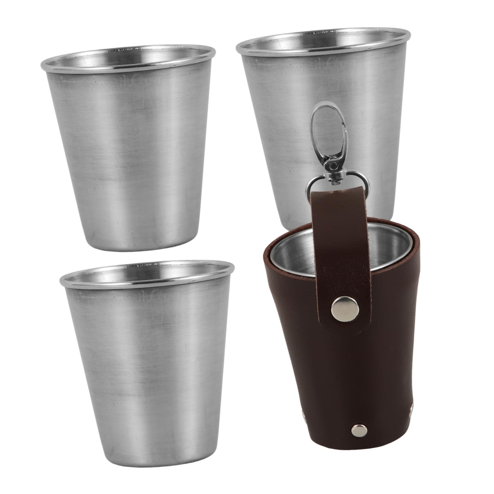 5 Stück Schnapsglas 70ml aus Edelstahl mit Tragbarer Becherhülle Rostfrei und Bruchsicher für Besondere Anlässe und Unterwegs