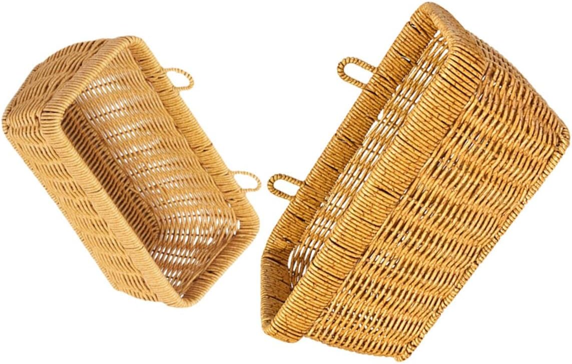 2pcs Kitchen Hanging Baskets Set, Large and Small Imitation Rattan Woven Vegetable and Fruit Storage Organizer for Wall-mounted Ginger, Garlic, and Onion Storage in Home Kitchen