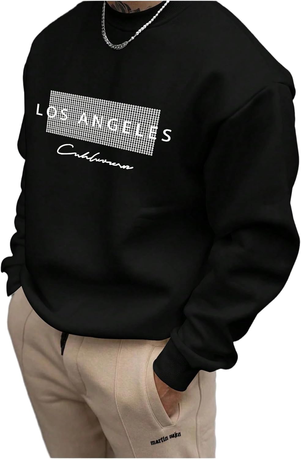 GORGLITTER Men's Los Angeles Sweatshirt Crewneck Oversized Long Sleeve Pullover Top