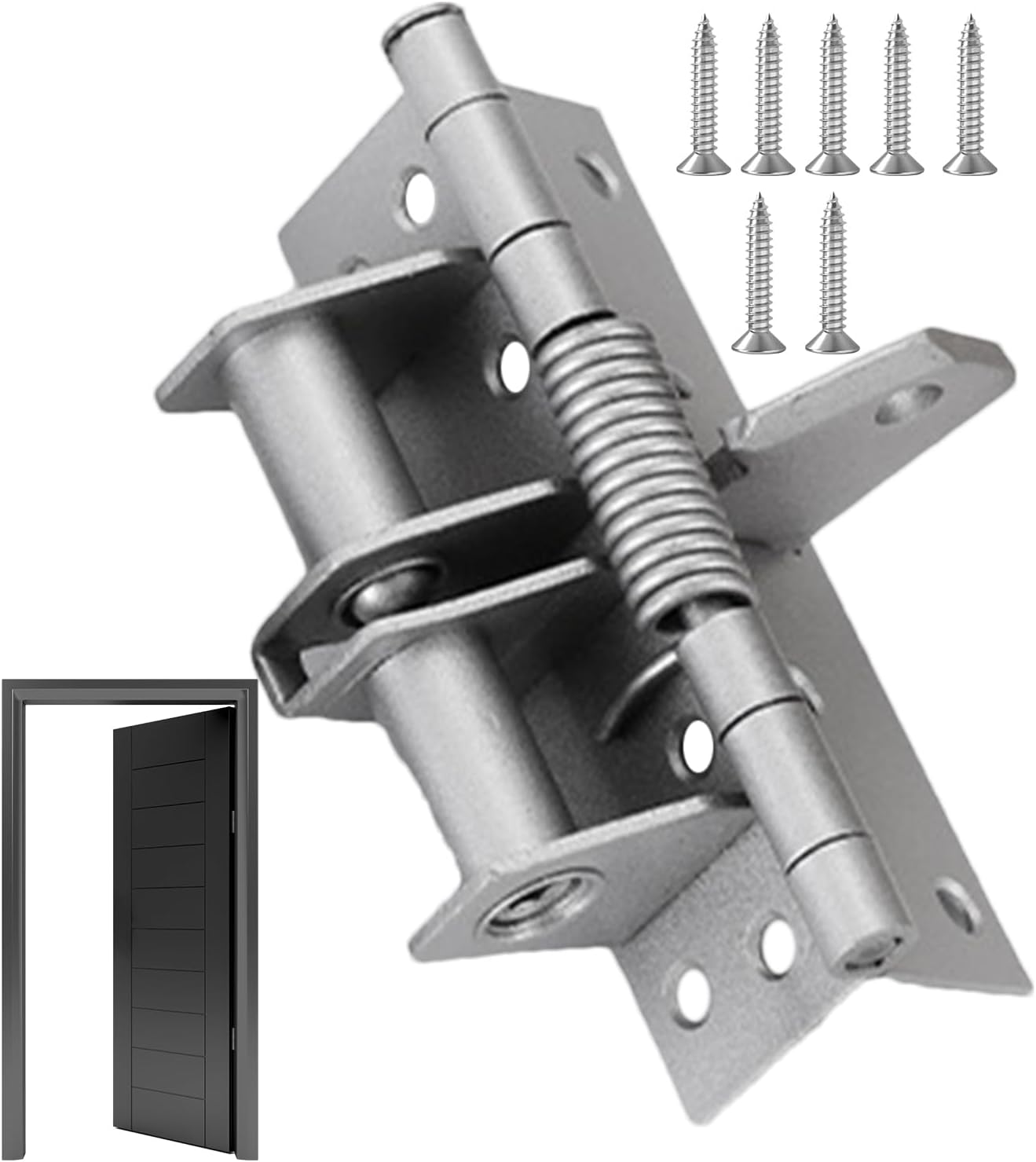 Spring Hinge Door Closer,4 Inch Spring Hinge | Self-Closing Door Hinges Loaded Hinges 4 Inch Adjustable for Garage Front Back