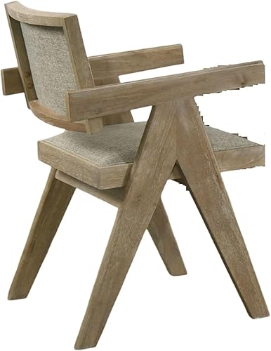 Miniatura 3 de Juego de 2 sillas de comedor para habitación, mesa y asiento para cocina, sillas tapizadas de tela contemporánea con brazos de tablones para