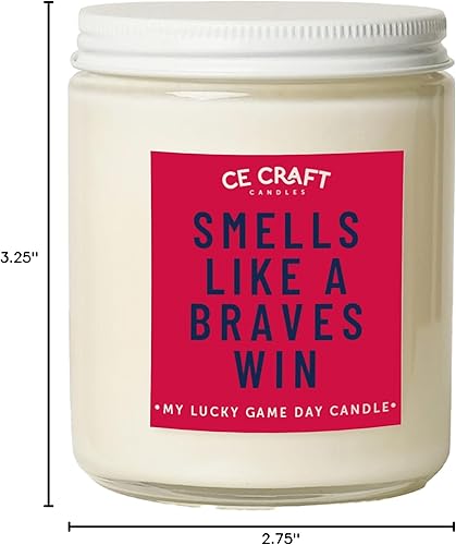 Miniatura 7 de CE Craft - Vela en frasco con tema de béisbol - Regalo de los Bravos (Lavanda y vainilla, estándar)