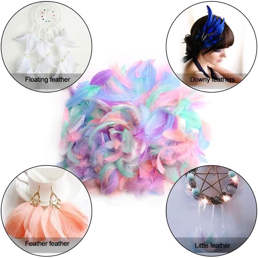 Colorful Feathers for DIY Crafting, Soft Native Feathers Accessories for Party Decorations,Feather Mask,Windbell and Earrings(50PCS)