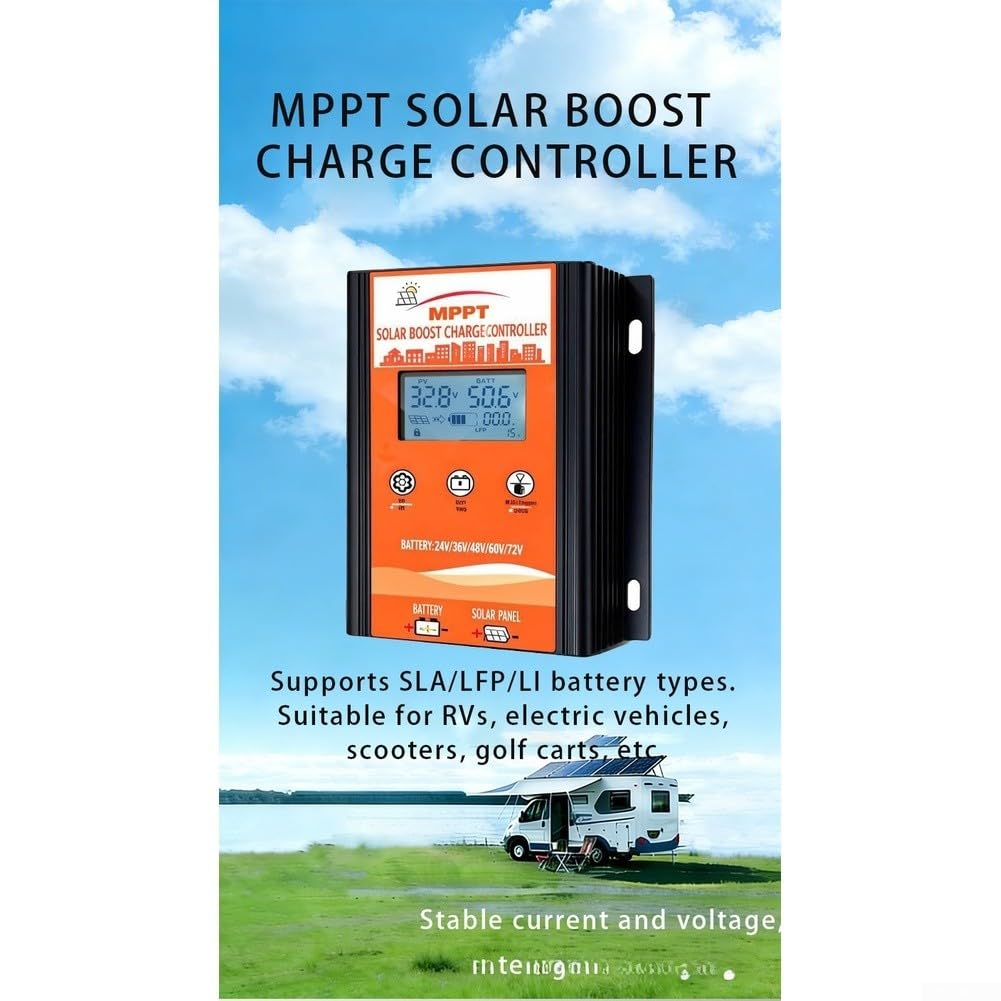 500W MPPT Solar-Laderegler mit Boost-Funktion für 24V/36V/48V/60V/72V Batteriesysteme, wasserdichtes Gehäuse für Wohnmobil und Golfkart