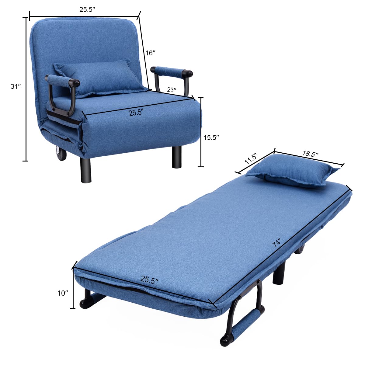 Amazon.com: GORELAX Convertible Sleeper Chair Bed, 3 in 1 Tri-fold