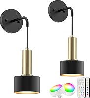 LABOREDUCER Elemes Fali LED Lámpa, 2 db Fekete, Távirányítóval, RGB + Meleg Fehér Színekkel, Időzítővel, Nappali és Hálószoba Világításhoz 1