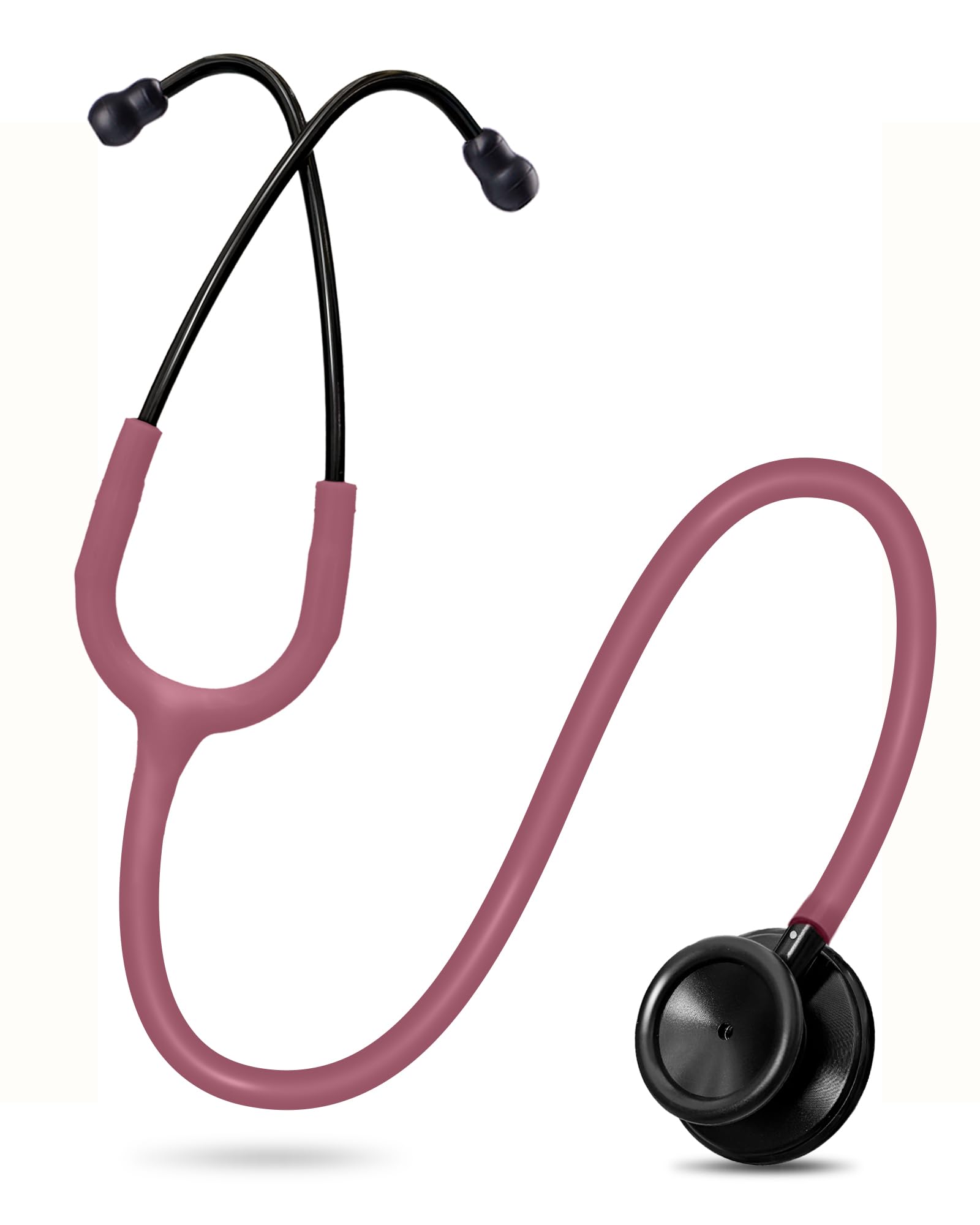 FriCARE Estetoscopio de doble cabezal: estetoscopios para enfermeras, estudiantes de enfermería médica, paramédicos/EMT/LVN/VNA, tubo burdeos, pieza torácica con acabado negro mate