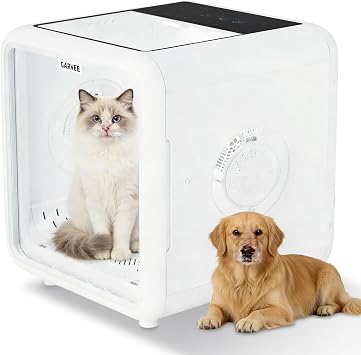 72L Cat & Dog Drying Box, 360 High-Efficiency Pet Dryer with 5 Air Outlets, 66 Million Negative Ions, NTC Smart Temperature Control, Quiet Pet Grooming Blower for Cats & Dogs up to 45 lbs