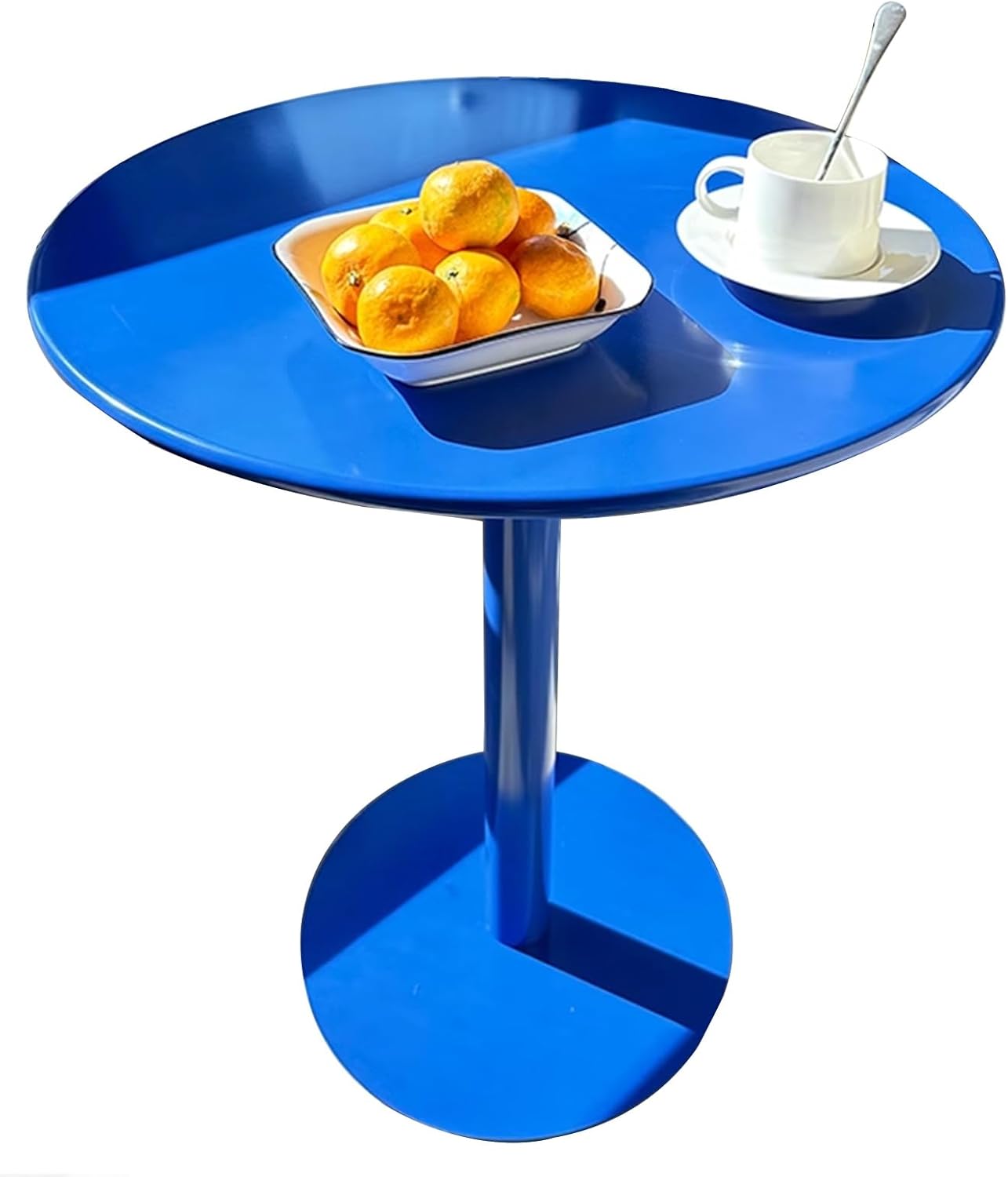 JATIBOSH Metal Iron Top Round Bar Table, Modern Side Table with Stable Base,Sturdy Easy to Assemble Tall Table Blue Bistro Tables for Restaurant Cafe Commercial Dining Bar Pub (Size : 40.5x62cm)