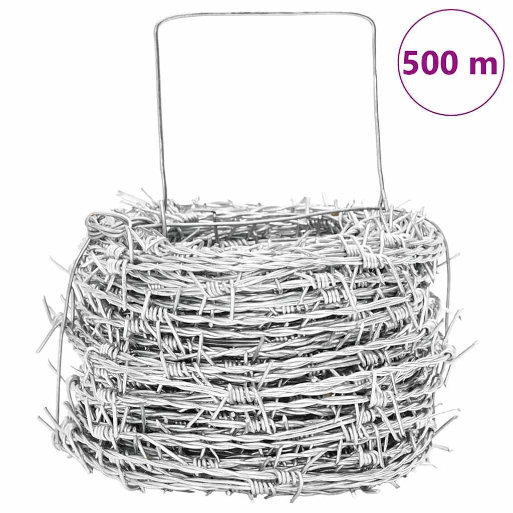 vidaXL Alambre de Espino 500 m Color Gris Concertina Valla Alambrada Cercados Jardín