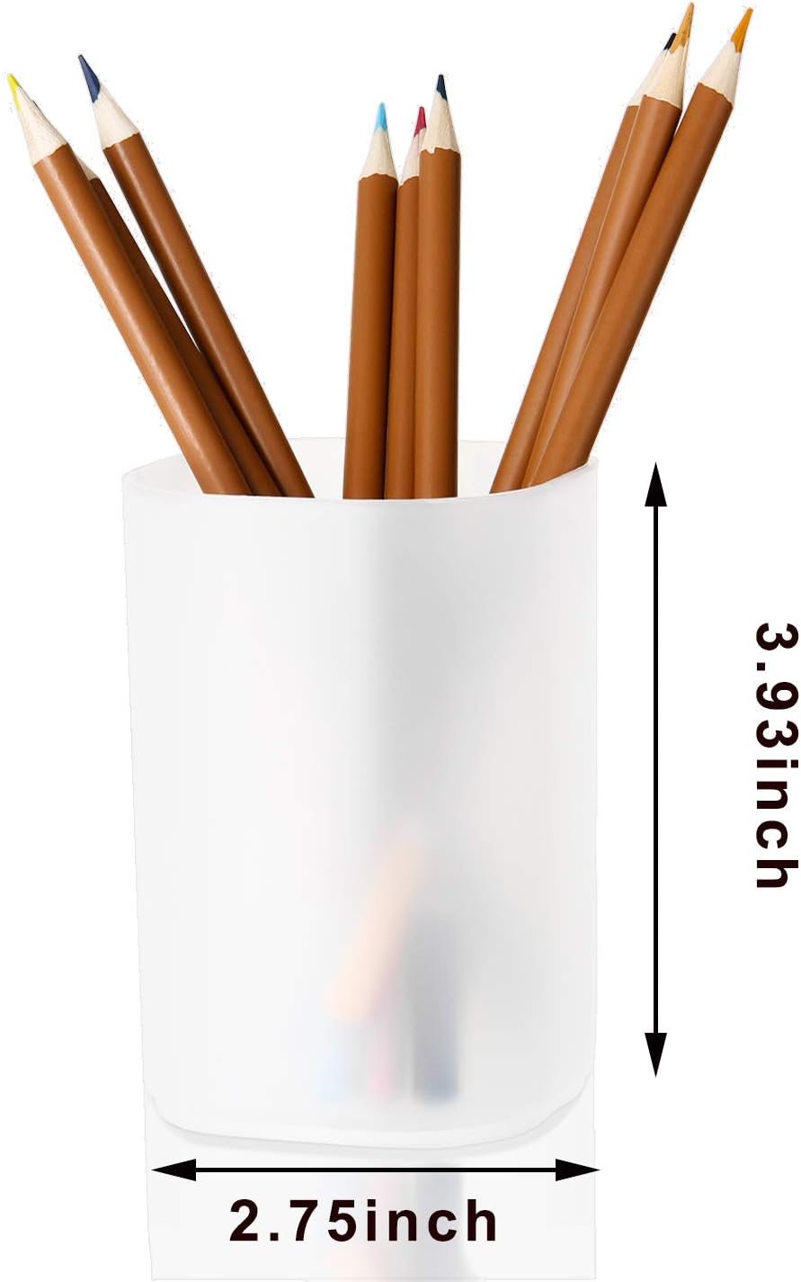 Marbrasse Desk Organizer - 6Pcs Pen Holder Cup Storage,Pen Organizer Stationery Caddy for Office, School, Home Supplies Translucent White : Office Products