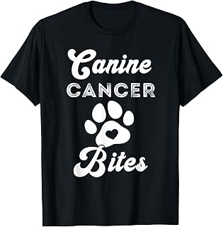 Canine Cancer Bites Pet Cancer Awareness Heart Paw T-Shirt