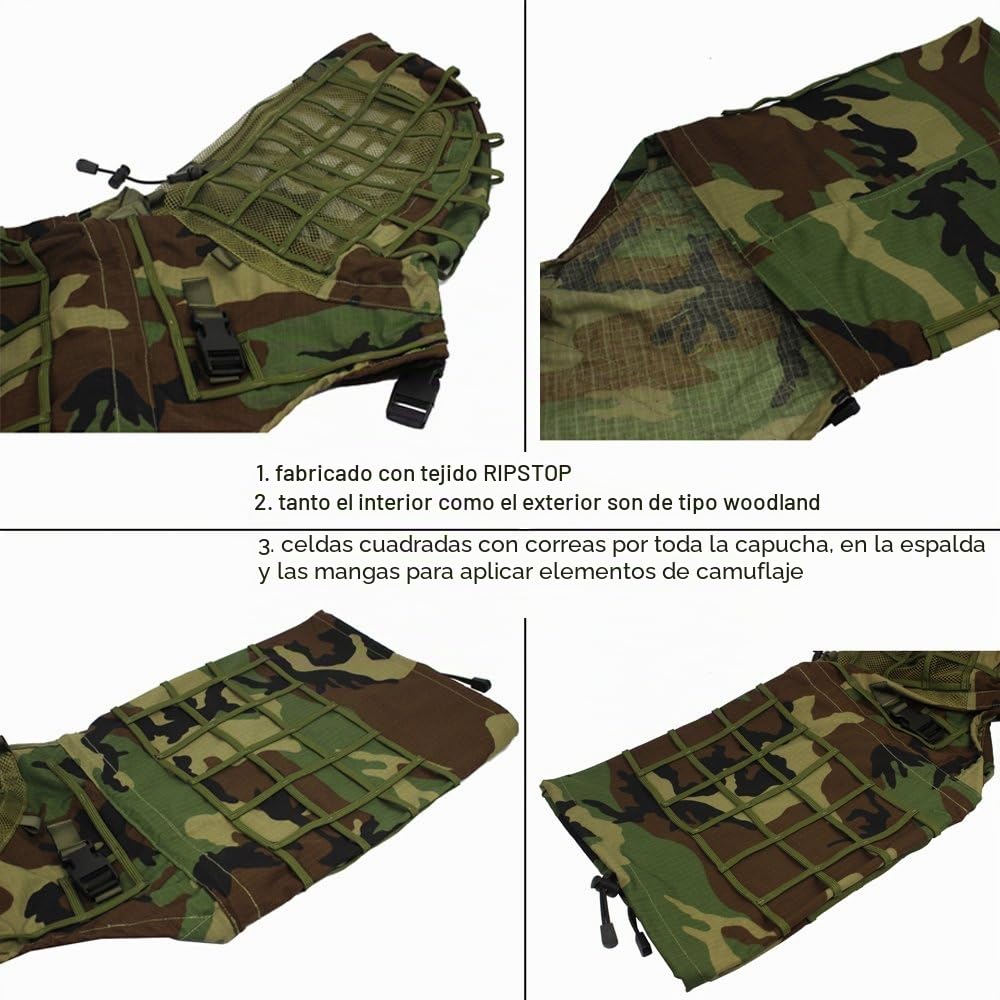 ROCOTACTICAL Sniper Ghillie Suit Foundation, Ripstop, Capucha Ghillie Viper, Abrigo de Francotirador de Camuflaje