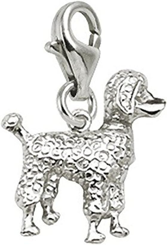 Poodle Charm with Lobster Claw Clasp, Charms for Bracelets and Necklaces