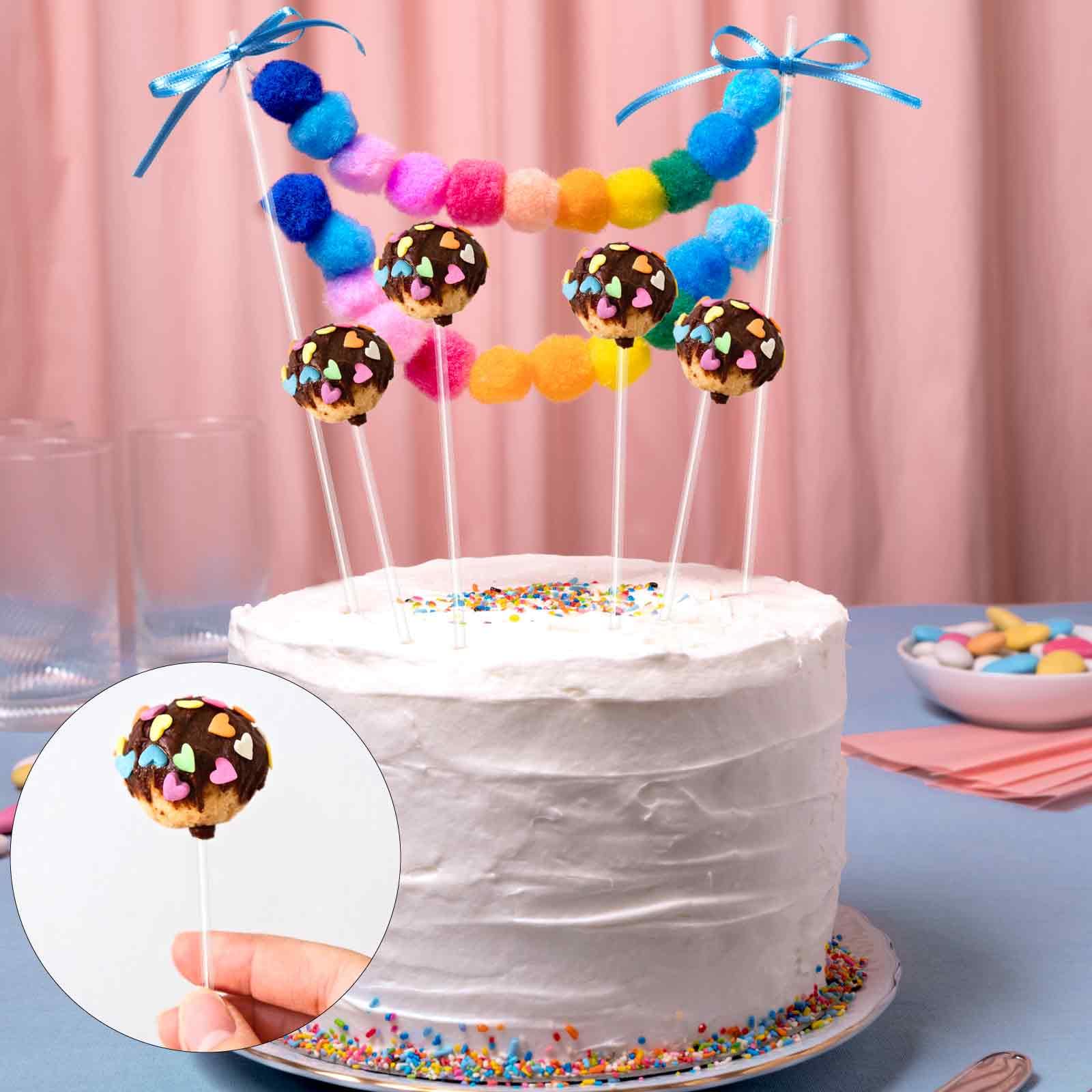 50 Pcs Acrylic Lollipop Sticks 8 Inch Cake Pop Sticks Clear Round Stir Rod Handmade DIY Reusable Cake Topper Sticks for Making Candy Dessert Lollipops Cake Cookie Pop Sticks (3mm Diameter) - Image 4