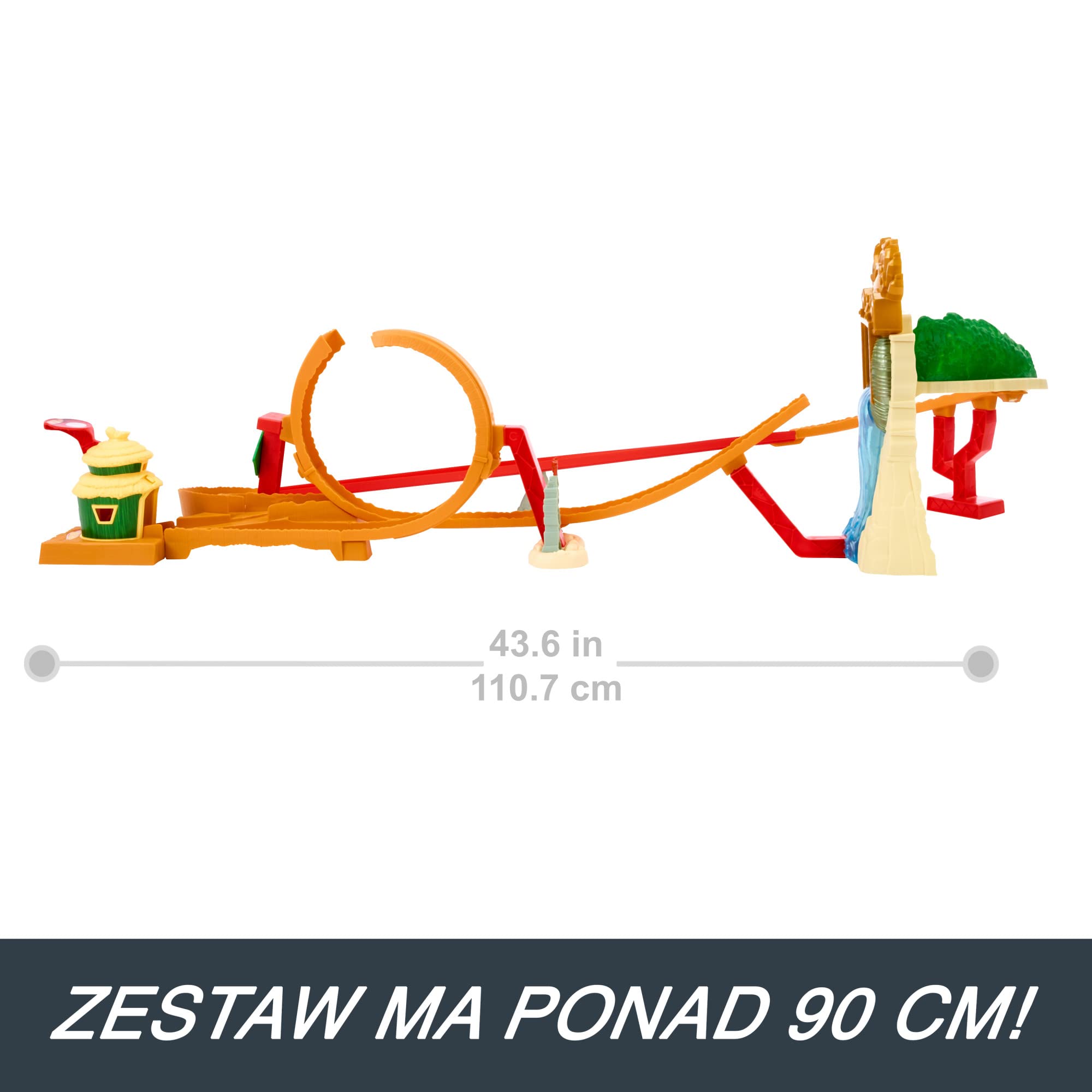Hot Wheels Mario Kart Wyspa Donkey Konga Zestaw – Tor wyścigowy z metalowym pojazdem Mario, inspirowany filmem, HMK49