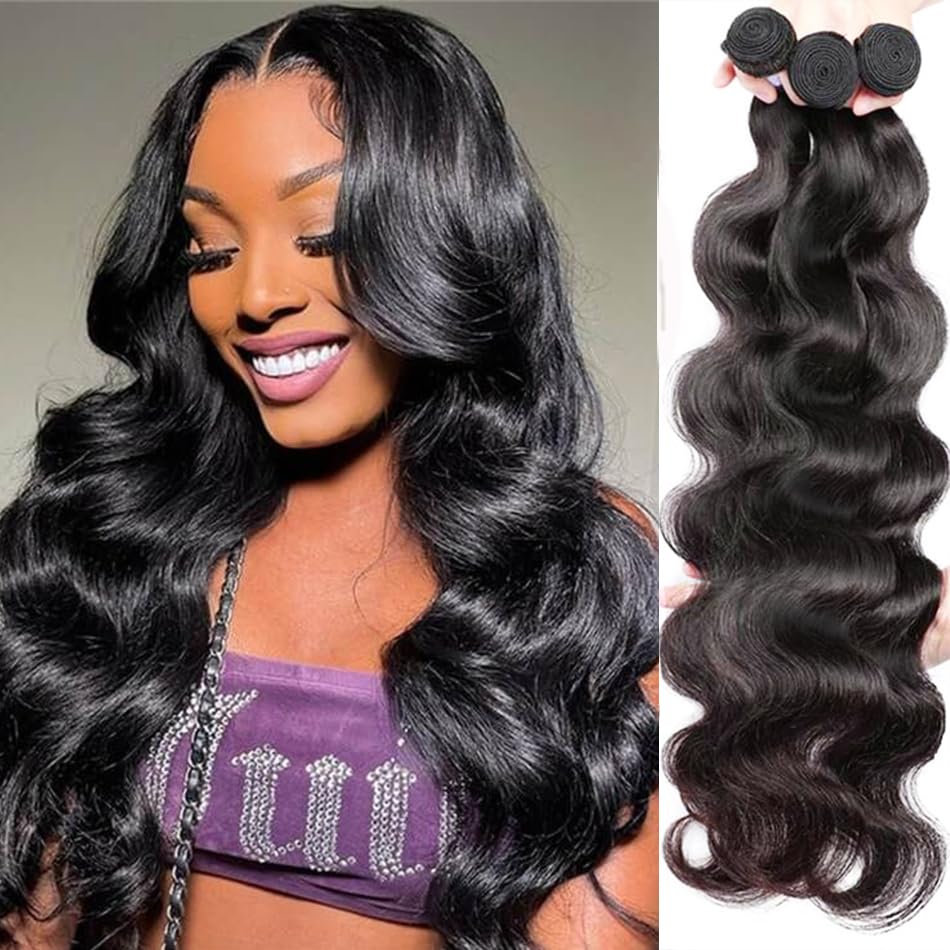 Bundles Fasci di capelli brasiliani dell'onda del corpo colore naturale tessuto 100% umani 1/3/4 pezzi for donne Acconciatura estensioni(10A,REMY HAIR_20 20 20 20)