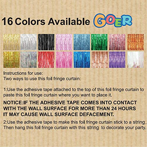 Image of GOER 3.2 ft x 9.8 ft Metallic Tinsel Foil Fringe Curtains for Party Photo Backdrop Decor (4 Packs,Gold)