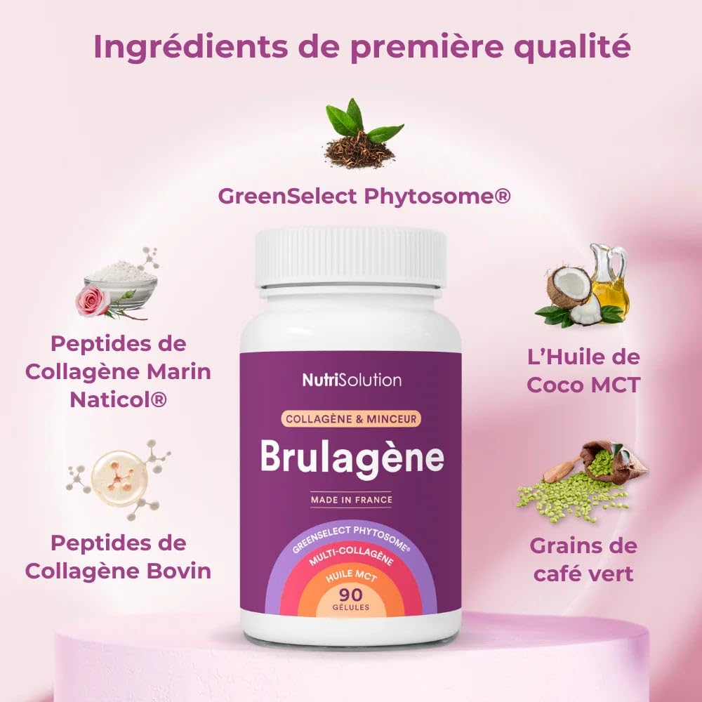 Brulagène : Brûleur de Graisse Puissant avec Collagène - Pour une Perte de Poids Rapide et Efficace - Soutient le Métabolisme et la Santé de la Peau - 90 Gélules - Fabriqué en France (1)