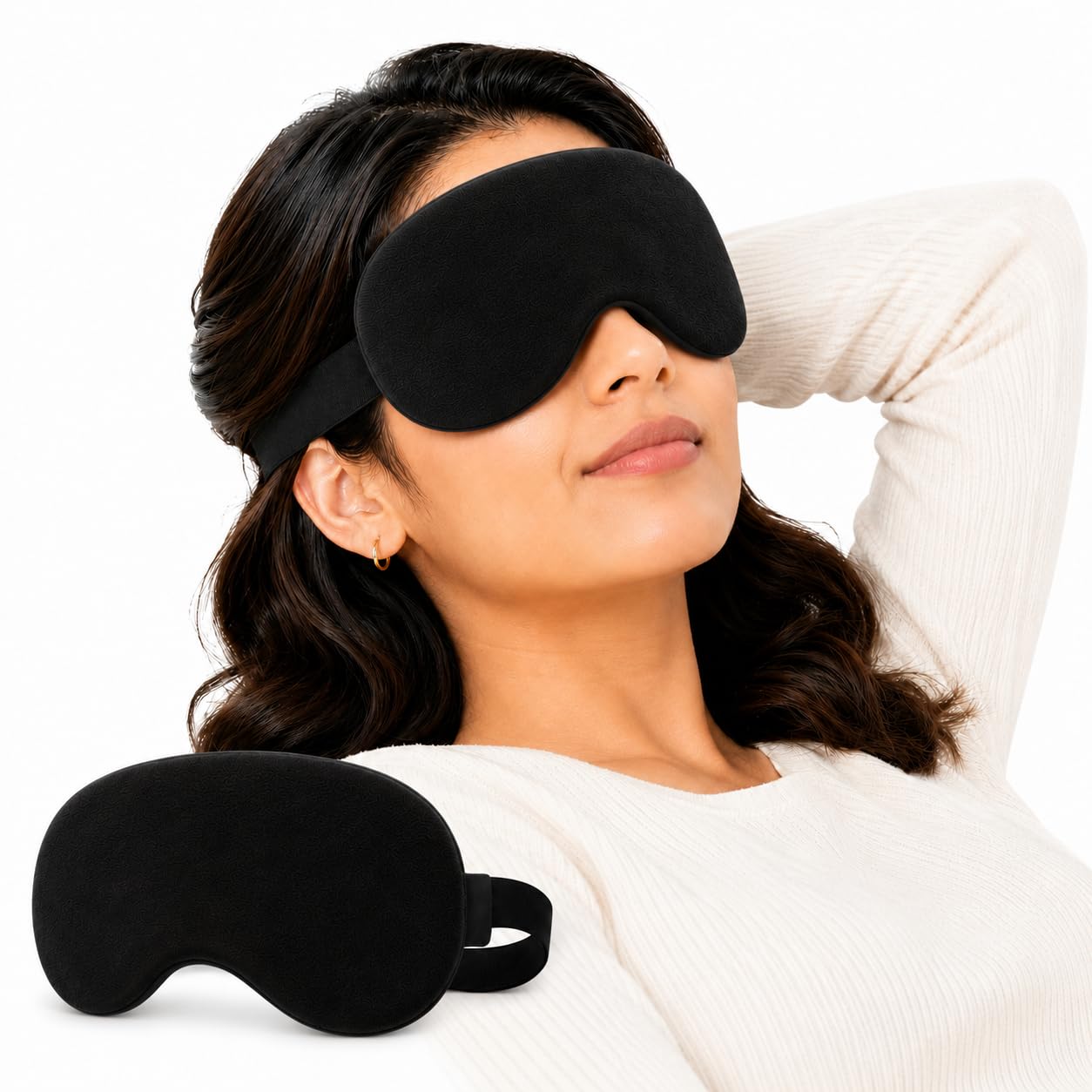 Sleep Eye Mask for Men & Women | Ultra Soft Plush Sleeping Mask with Adjustable Strap | Light Blocking Eye Cover for Travel, Deep Sleep, Meditation, Migraine Relief & Relaxation (Black)-image-47