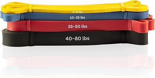 Anchor Gym Juego de 4 bandas largas de resistencia para entrenar – Bandas de ejercicio para hombres y mujeres – Bandas de estiramiento para