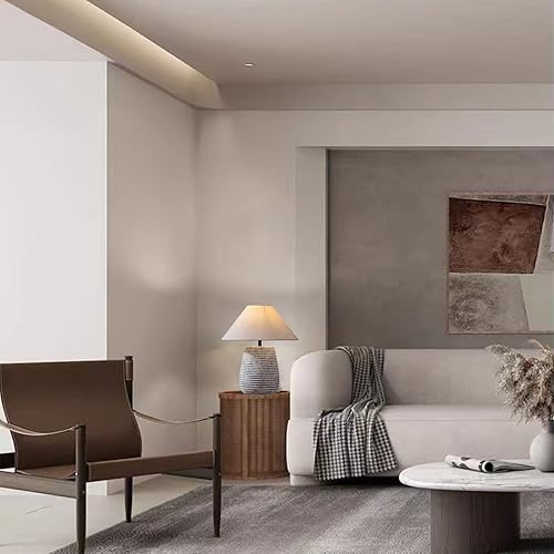 Miniatura 3 de Lámpara de mesa blanca de granja, moderna lámpara de mesa de cerámica hecha a mano, lámpara de mesa rústica del suroeste con pantalla de tambor de