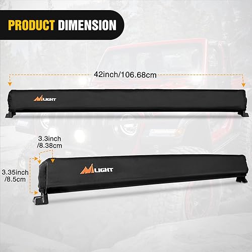 Vista 42 de Nilight Cubierta de luz redonda de 5.75 pulgadas, cubierta protectora de cuero negro de 6 pulgadas de diámetro, para zanja auxiliar, antiniebla