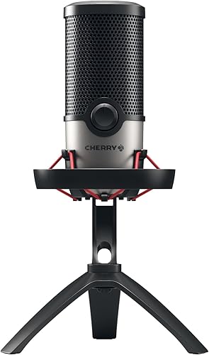 Cherry UM 6.0 Advanced, micrófono USB para transmisión, podcasting y uso de oficina en casa, 2 patrones polares, soporte de choque, compatible