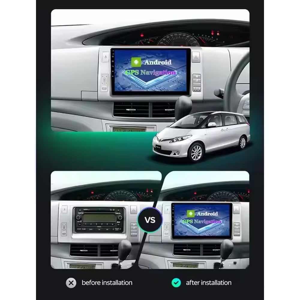 Radio Coche Navegación GPS 2 DIN para Toyota Previa XR50 3 III Estima 2006-2019 HD Pantalla Táctil+Llamadas Manos Libres Navegador GPS/Mandos, 4 Nuclear 4G+64G