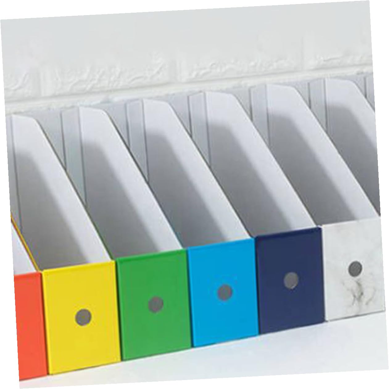 Set 6 Pezzi Scaffali per Archiviazione File Colorati in Carta Pp, Portadocumenti da Scrivania Etichette Adesive, Organizzatori Desktop per Libri, Riviste e Documenti Ufficio
