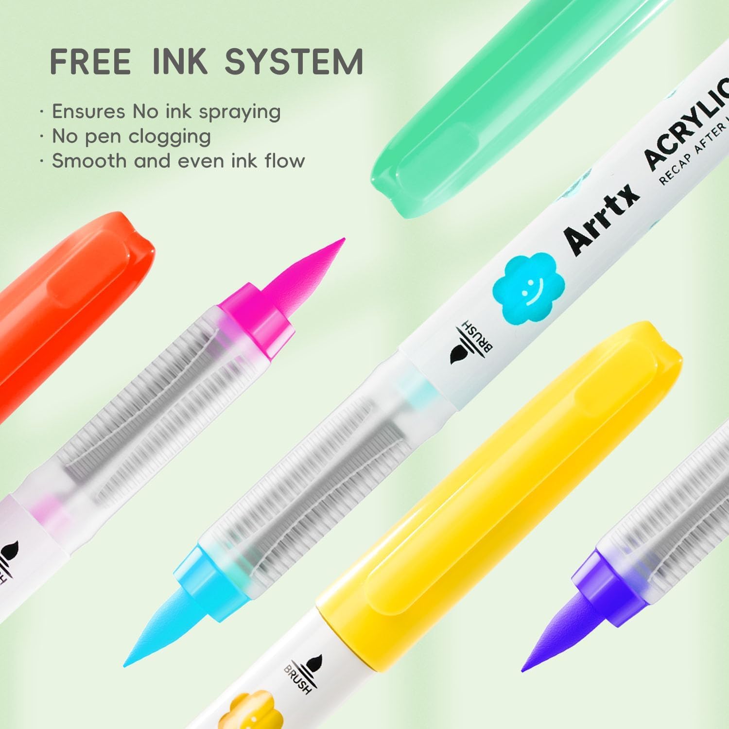 Arrtx 36 Colors Direct Liquid Ink Acrylic Paint Pens for Rock Painting, Brush Tip Acrylic Pen, Acrylic Markers, Waterproof Paint Marker, Art Supplies for Stone, Glass, Egg, Wood, DIY Crafts