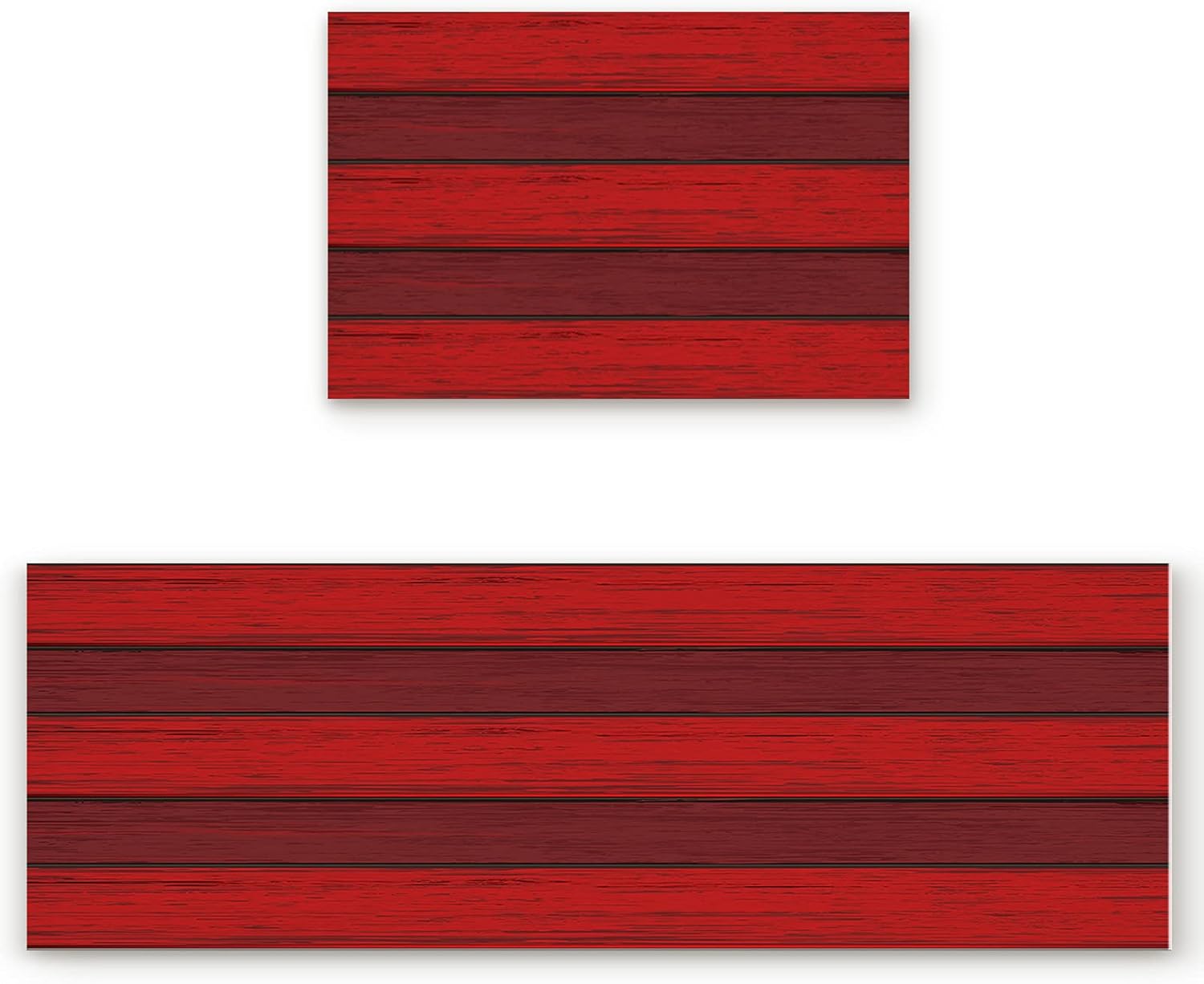 Vintage Rustic Wooden Kitchen Rugs Set 2 Piece, Farmhouse