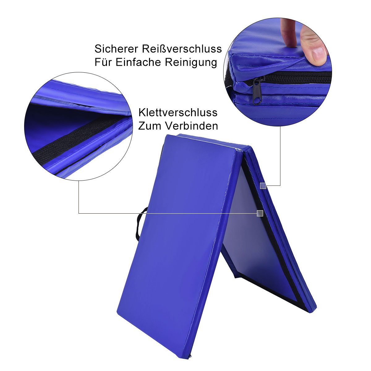 DREAMADE Klappbare Weichbodenmatte, Gymnastikmatte Yogamatte 180x60x4cm, Fitnessmatte Turnmatte mit Klettverschluss und 2 Griff, Sportmatte Trainingsmatte für Zuhause Fitnessstudio