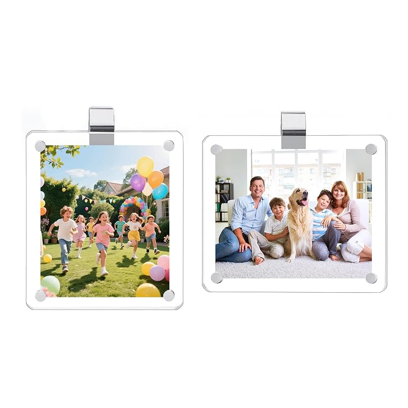 Suporte Magnético para Fotos no Para-Sol do Carro em Acrílico FinestHouse Car Visor Photo Holder-A001, Kit com 2 unidades de 7,6 x 8,9 cm