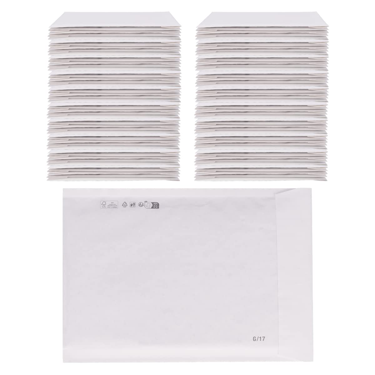 verpacking Lot de 100 enveloppes d'expédition rembourrées en papier - 250 x 350 mm - Blanches - Avec rembourrage en papier - Alternative écologique au sac Ã coussin d'air