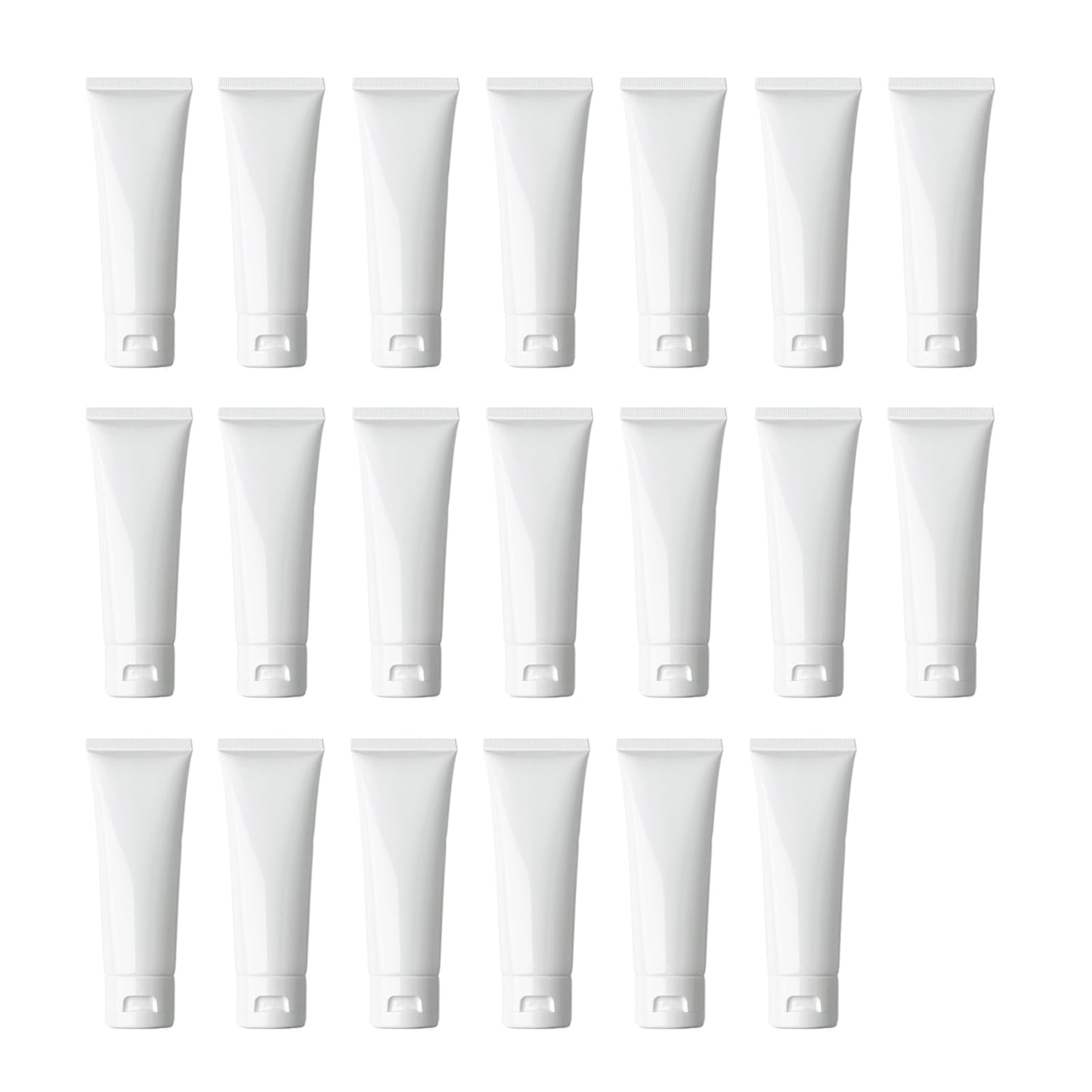 Vasana White 20Pcs 80Ml Empty Refill Plastic Cosmetic Lotion Tubes Bottles Shampoo Facial Cleanser Makeup Sample Soft Container Tube Bottle Vial Jar Pot Case With Flip Cap
