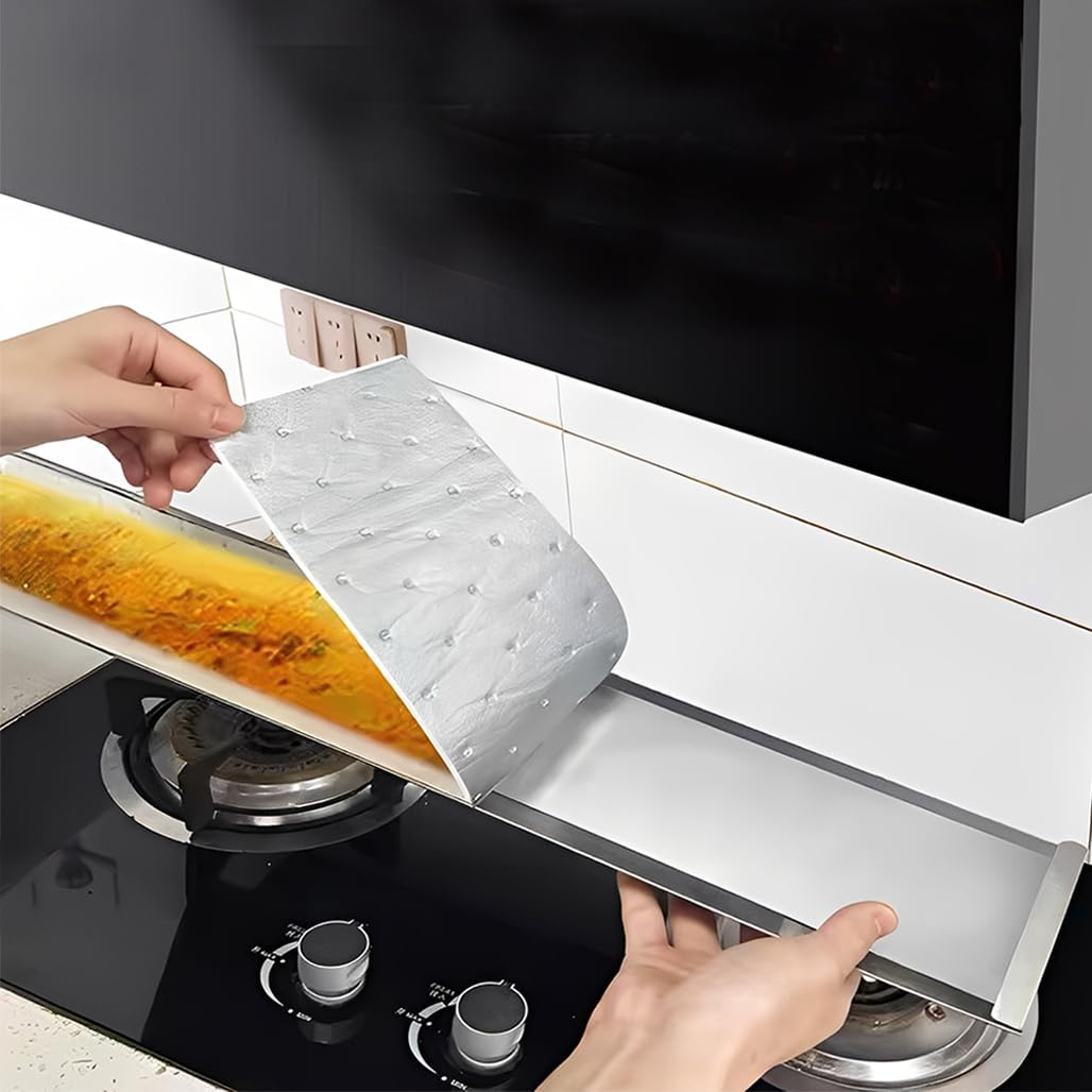 Goodern Hood Grease Filters,10 PCS Oil Absorbing Cotton Pads with Impermeable Membrane Universal High Temperature Kitchen Range Hood Filter Paper for Grease Protection-90x10cm