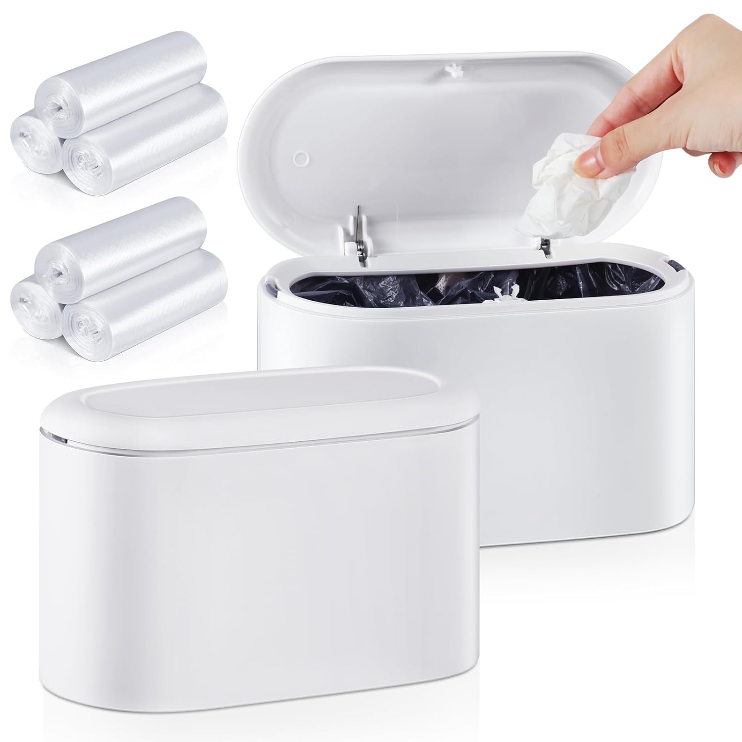 Layhit 2 Pcs Mini Trash Can 0.5 Gallon with Lid Small