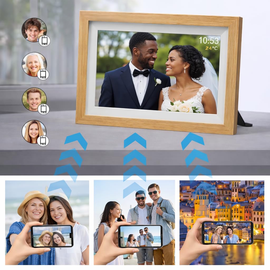 Cyfrowa ramka na zdjęcia 10,1 cala WiFi Frameo ekran dotykowy IPS HD 32 GB Wozinsky