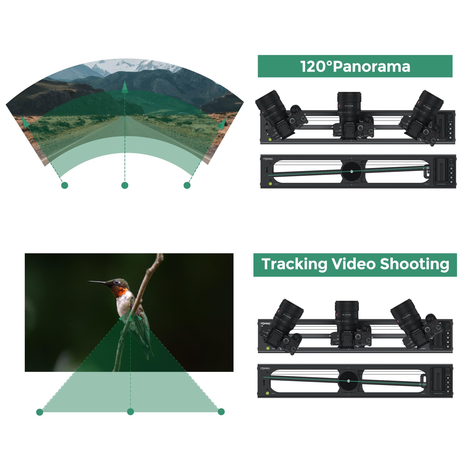 Toprig Accsoon Camera Video Slider S60 Adjustable 24''/60cm Motorized with Full Button Control 120° Panoramic Shooting Support APP Bear 4kg horizontally Bluetooth Connect (AA-S01M/S60) - Image 4
