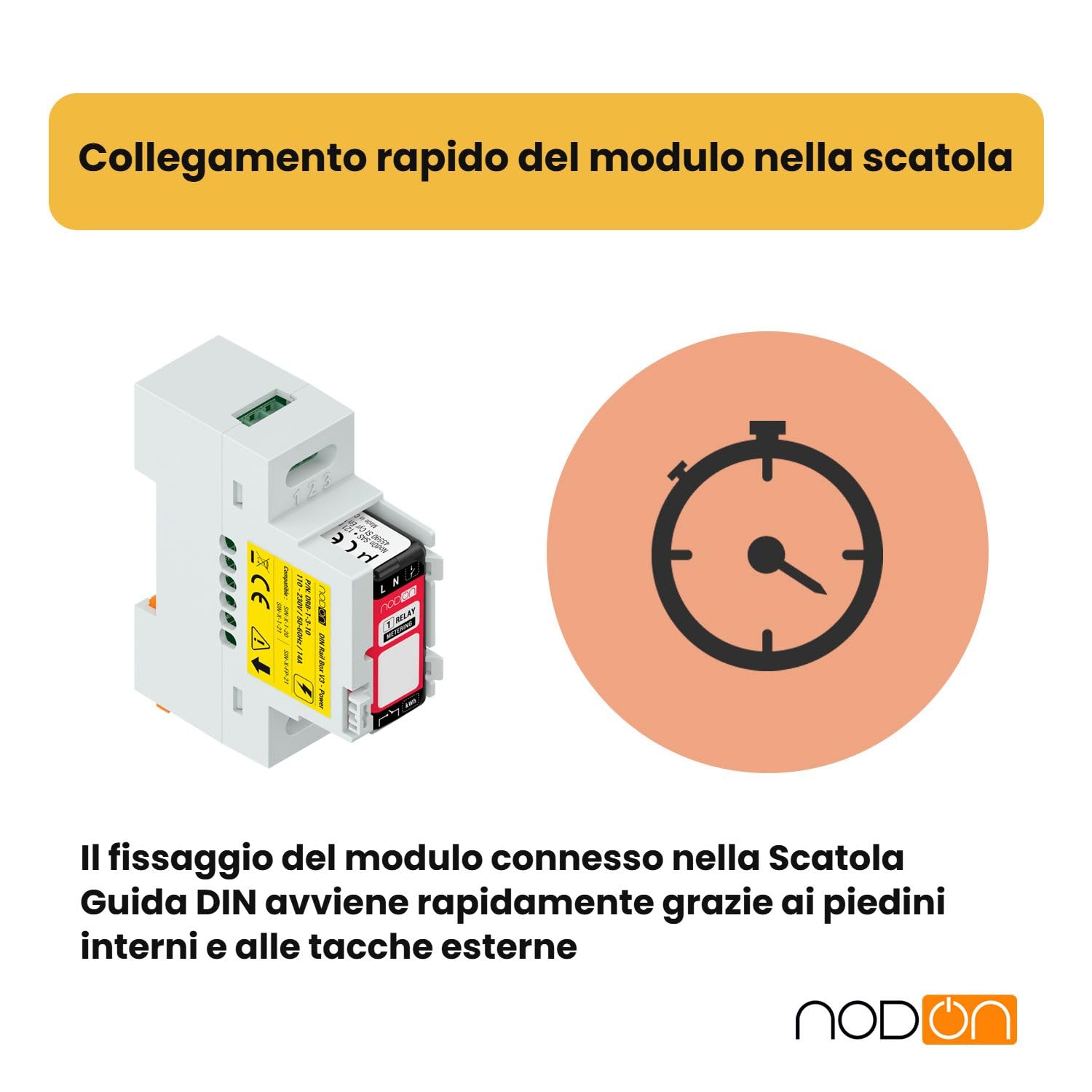 NodOn - Adattatore per guida DIN “Power” per moduli Zigbee ed EnOcean di NodOn, confezione da 5 pezzi, accessorio, quadro elettrico, compatibile con i moduli SIN-(x)-1-20, SIN-(x)-1-21, SIN-(x)-FP-21