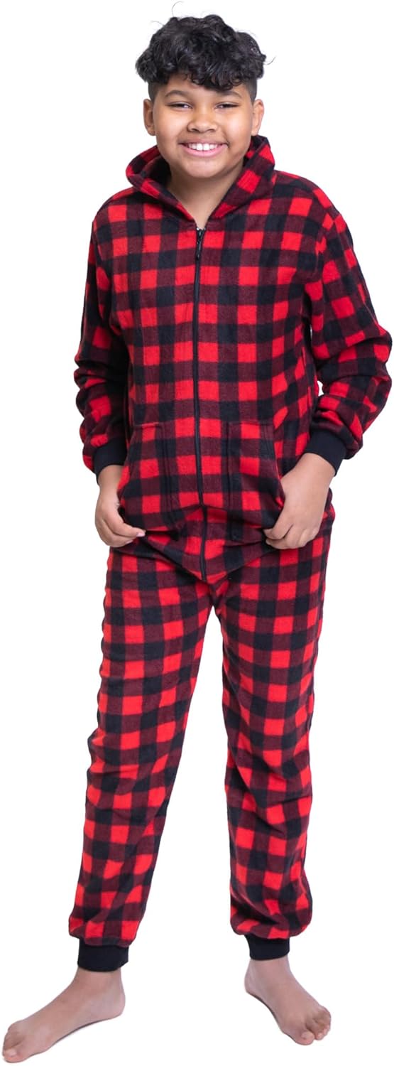 Hoodie Onesie Jumpsuit Pajama in Micro Polar Fleece for Boys & Girls One Piece Prints - Image 8