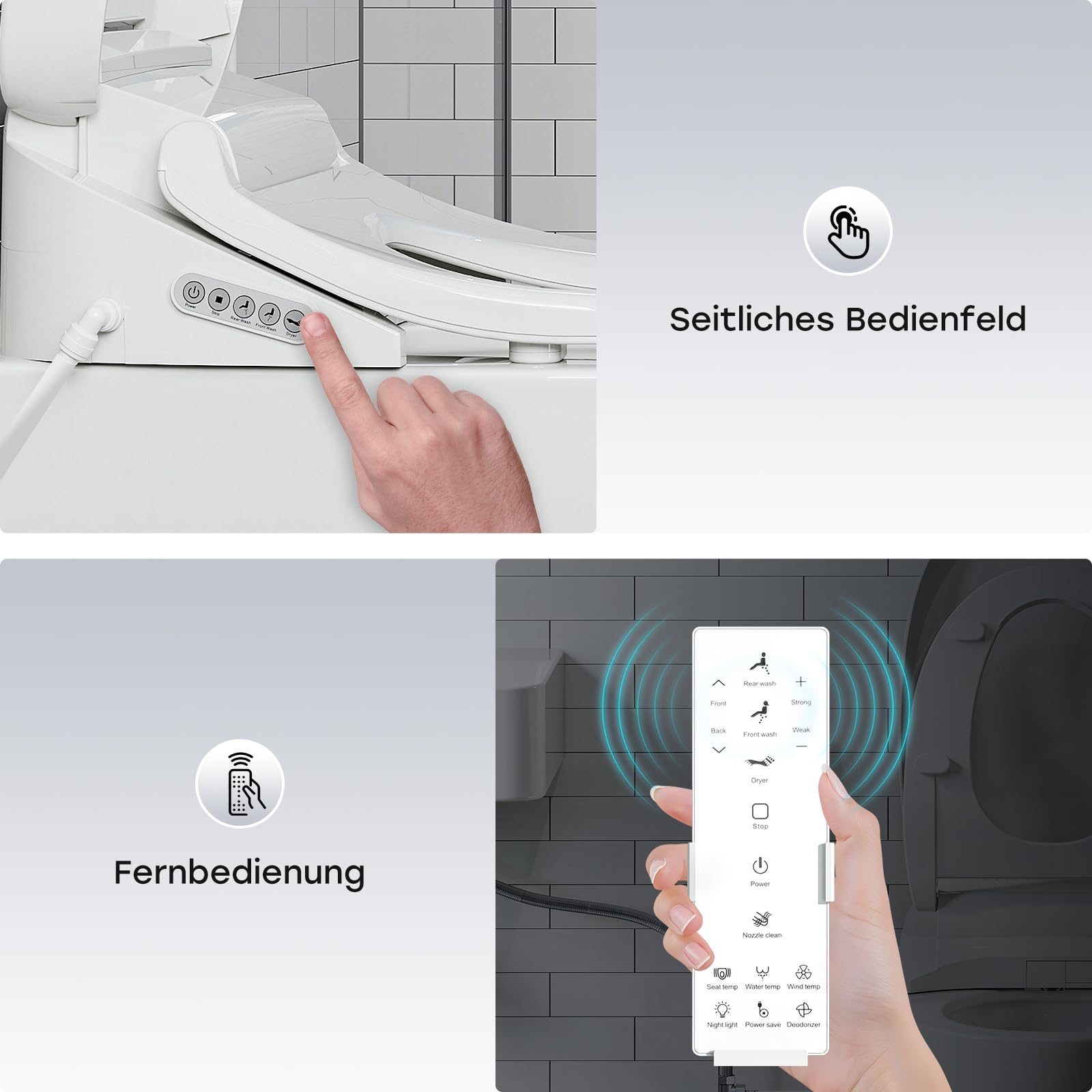 HOROW Wand WC Spülrandlos Set mit Intelligenter Toilettensitz O-form | Komplettpaket für keine Auswahlschwierigkeiten, Dusch WC Sitz mit umfassender Ausstattung, Hänge WC mit starker Spülkraft