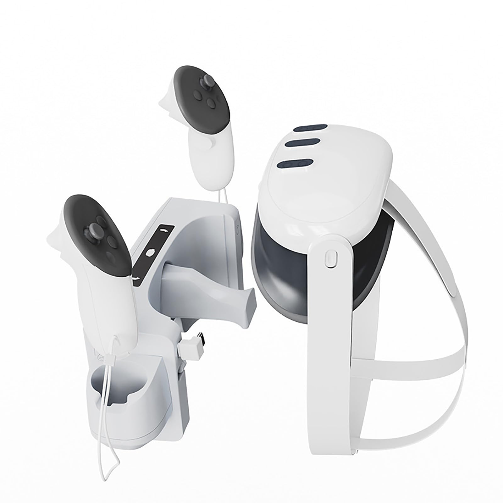 Ladestation kompatibel für Oculus/Meta Quest 3 VR Headset Ladeständer, 2 wiederaufladbare Batterien für Touch-Controller, LED-Anzeige, unterstützt Wandmontage