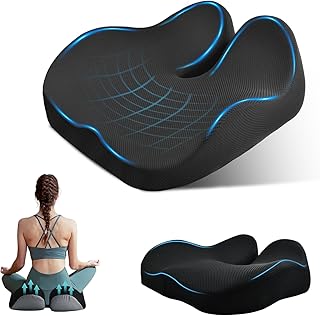 Cojín Coxis Ortopédico Viscoelástico – Alivio de Dolor en Cadera y Lumbar – Funda Lavable Antideslizante – Cojín Ergonóm...