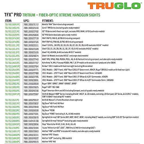 Image of Truglo TFX PRO Handgun Sight, Glowing Shock Proof Tritium and Fiber Optic Night Sight for Handguns, Compact, Durable, and Snag Free Sight